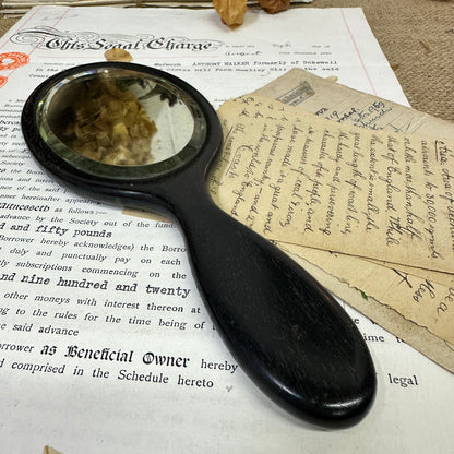 Antique Ebony Oval Handheld Mirror