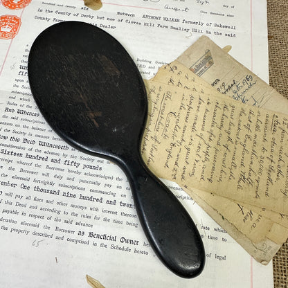 Antique Ebony Oval Handheld Mirror