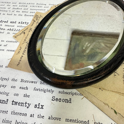 Antique Ebony Oval Handheld Mirror