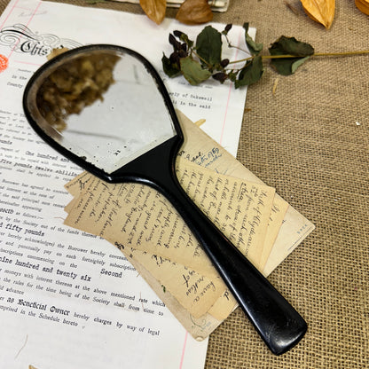 Antique Ebony Handheld Mirror Paddle