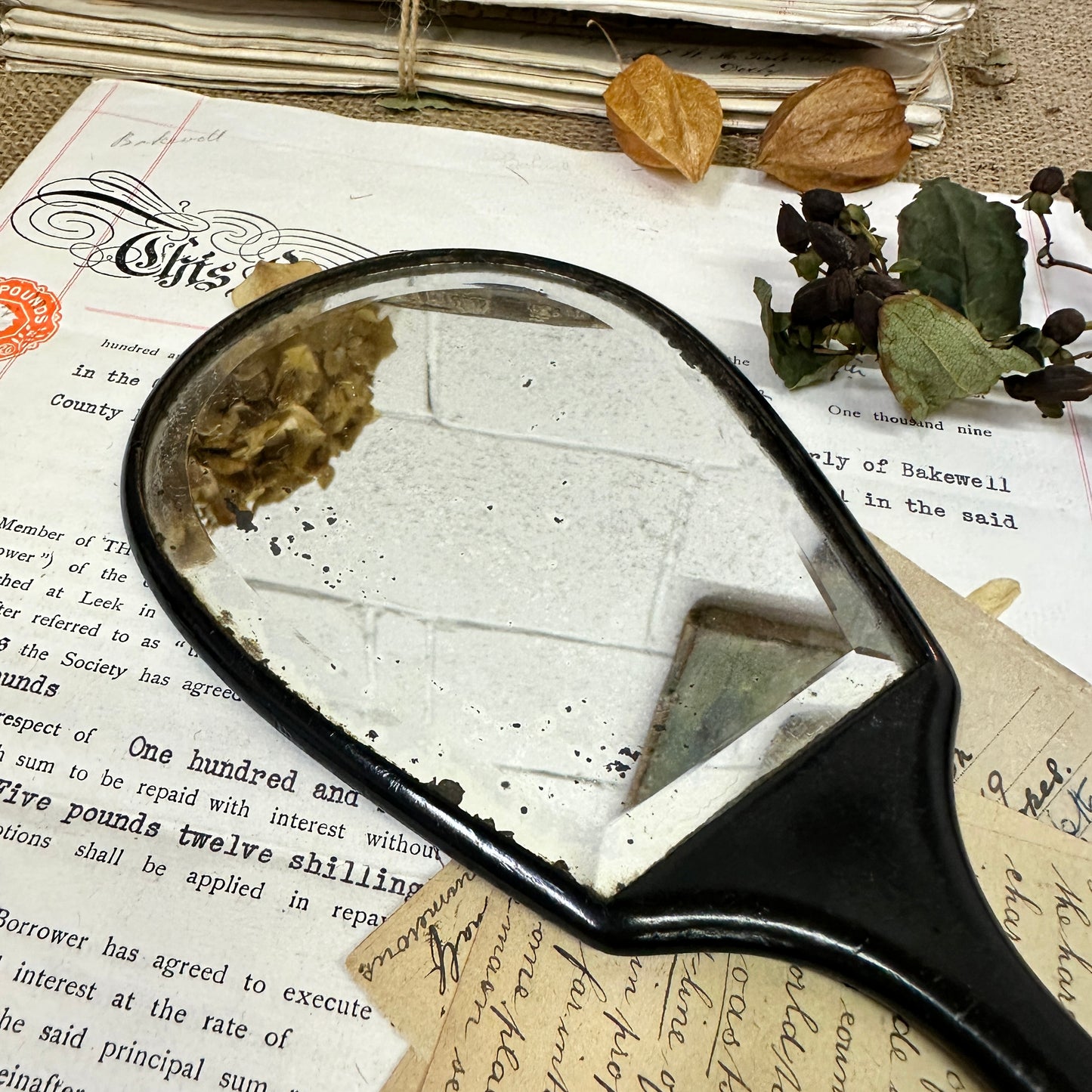 Antique Ebony Handheld Mirror Paddle