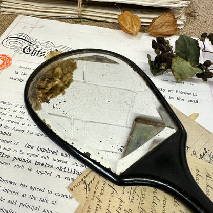 Antique Ebony Handheld Mirror Paddle