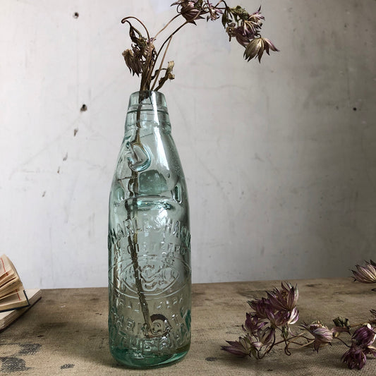 Antique codd neck bottle stem vase - Charles Hague Rotherham