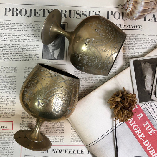 Pair of Mid-Century Brass Tumblers