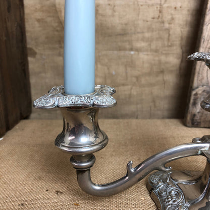 Vintage Silver Plated Triple Candelabra