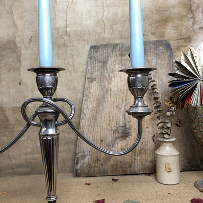 Vintage Falstaff Silver Plated Triple Candelabra