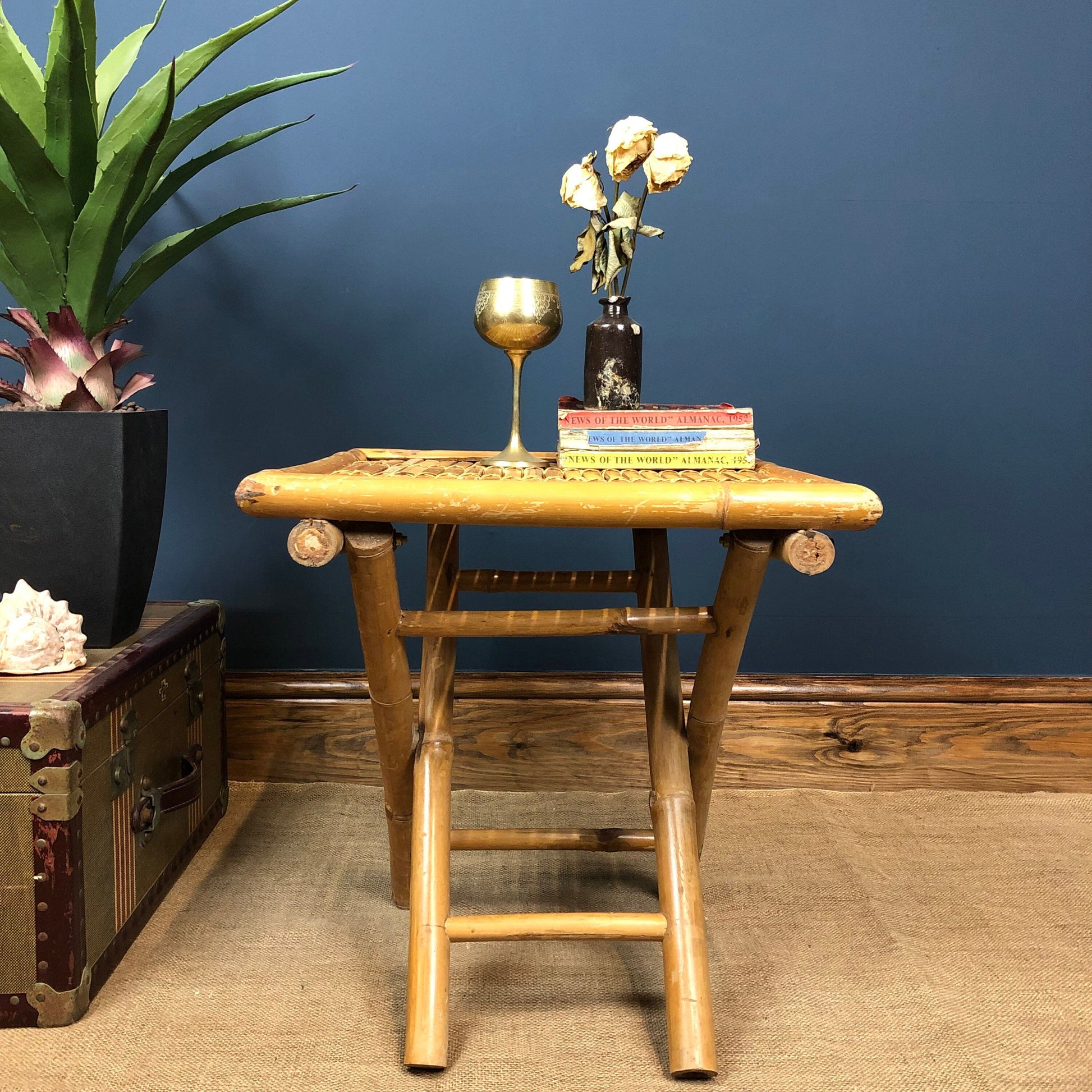 Vintage Boho Bamboo Folding Side-table