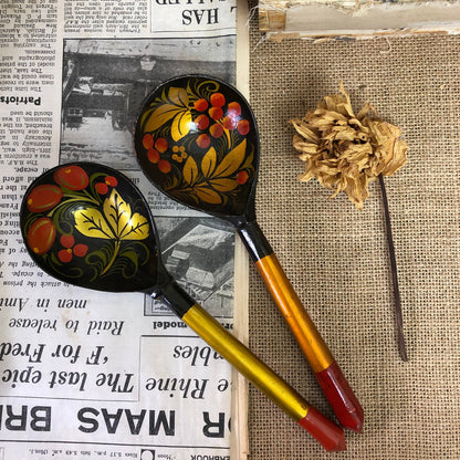 Set of Four Painted Russian Khokhloma Spoons Folk Art* - The Blind Mole