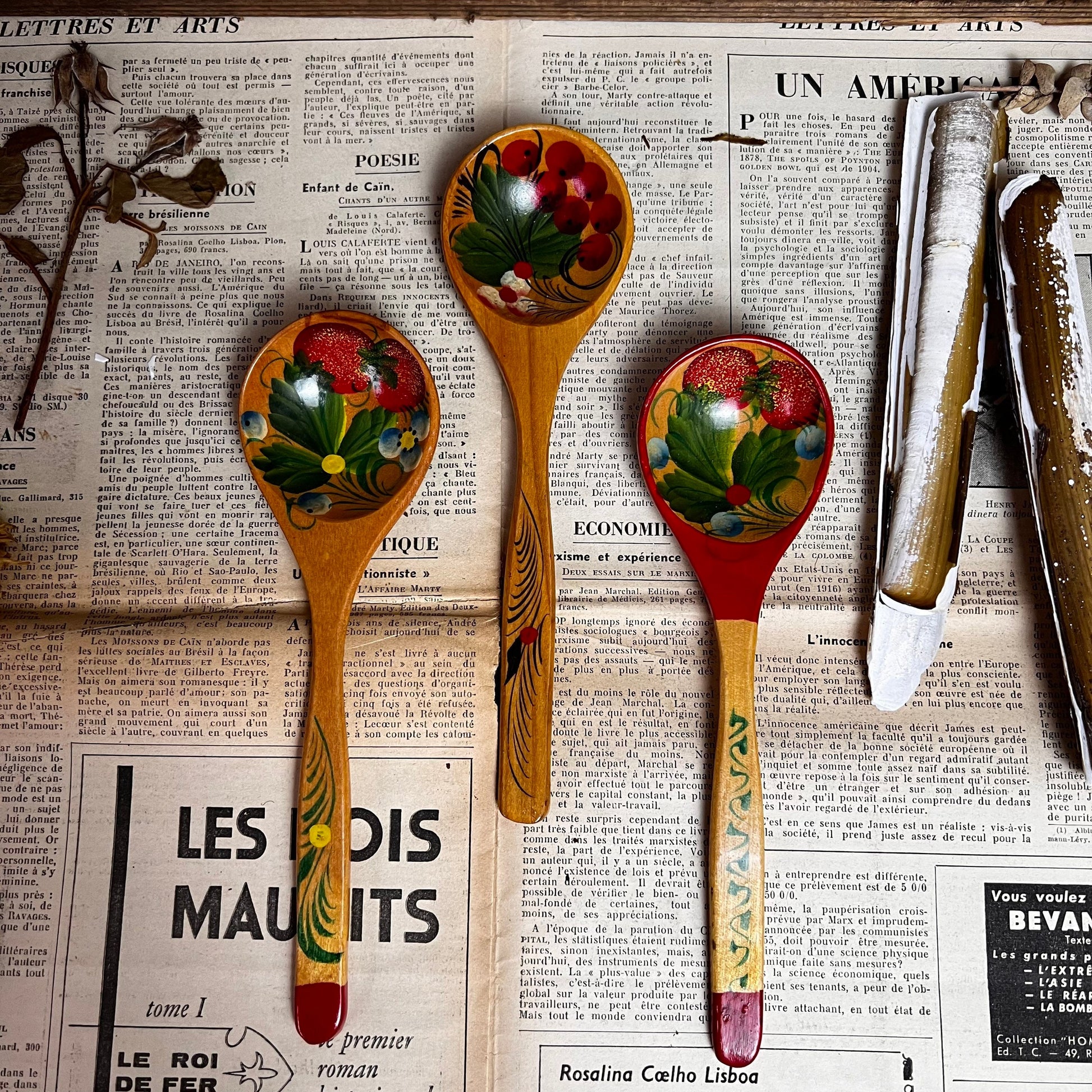 Set of Three Painted Russian Khokhloma Spoons Folk Art* - The Blind Mole