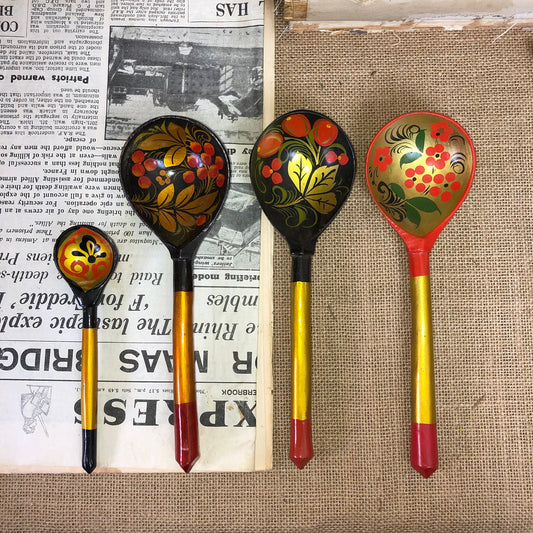 Set of Four Painted Russian Khokhloma Spoons Folk Art* - The Blind Mole