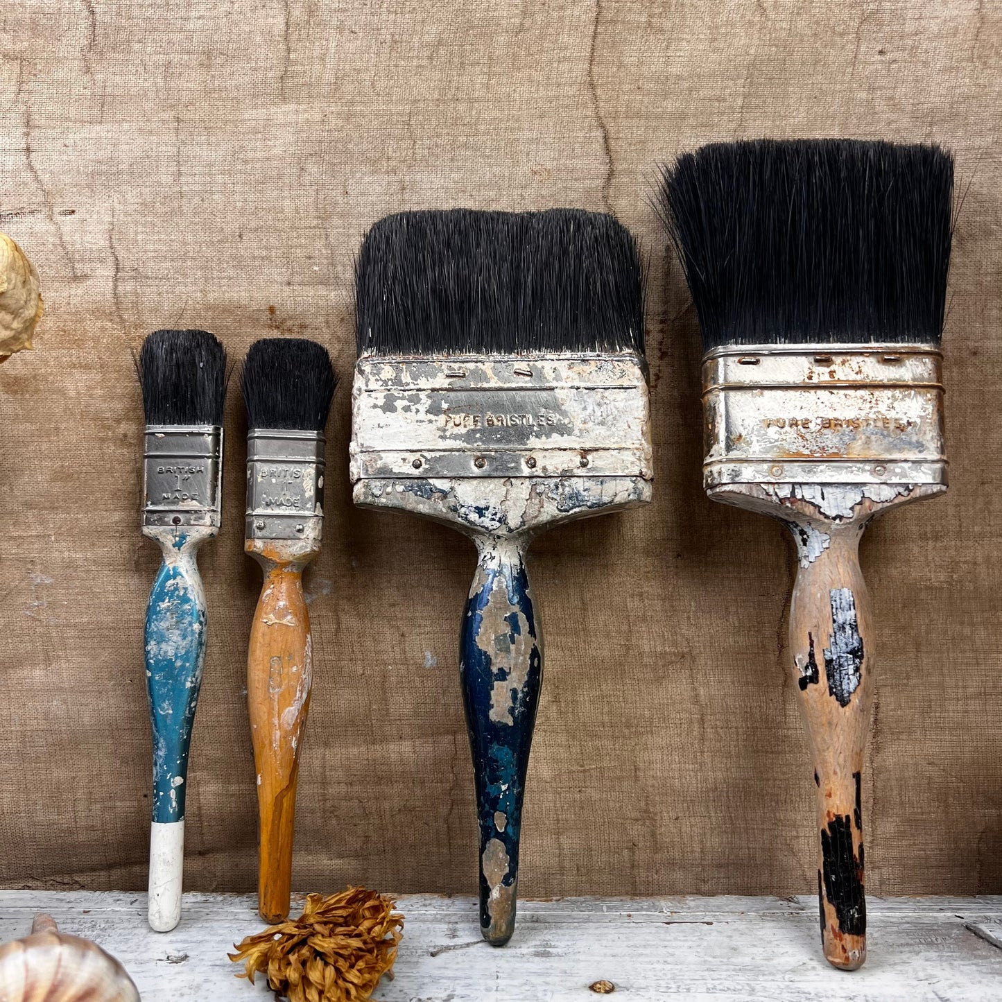 Collection of Four Rustic Paint Brushes