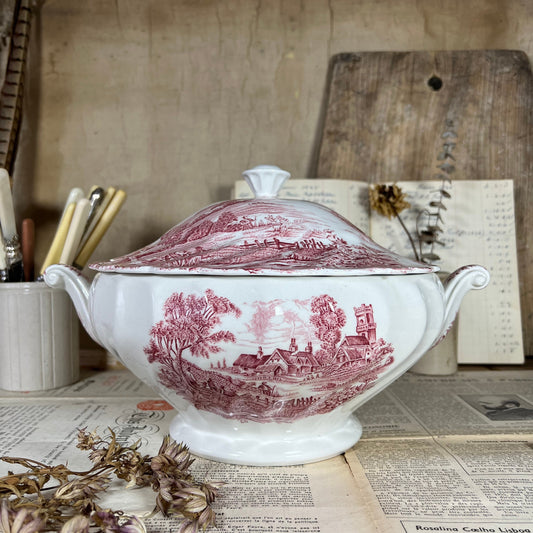 Ridgway Staffordshire Ironstone Pottery Meadowsweet Large Pink Tureen