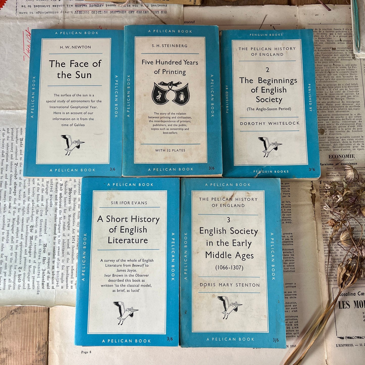 Stack of Vintage Blue Pelican books