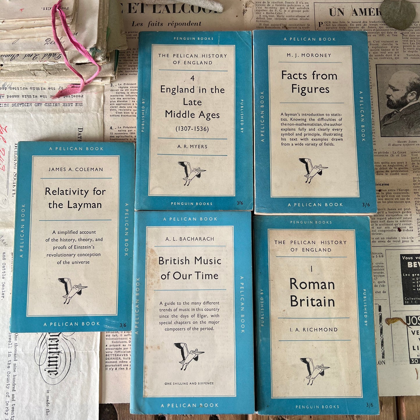 Stack of Vintage Blue Pelican books