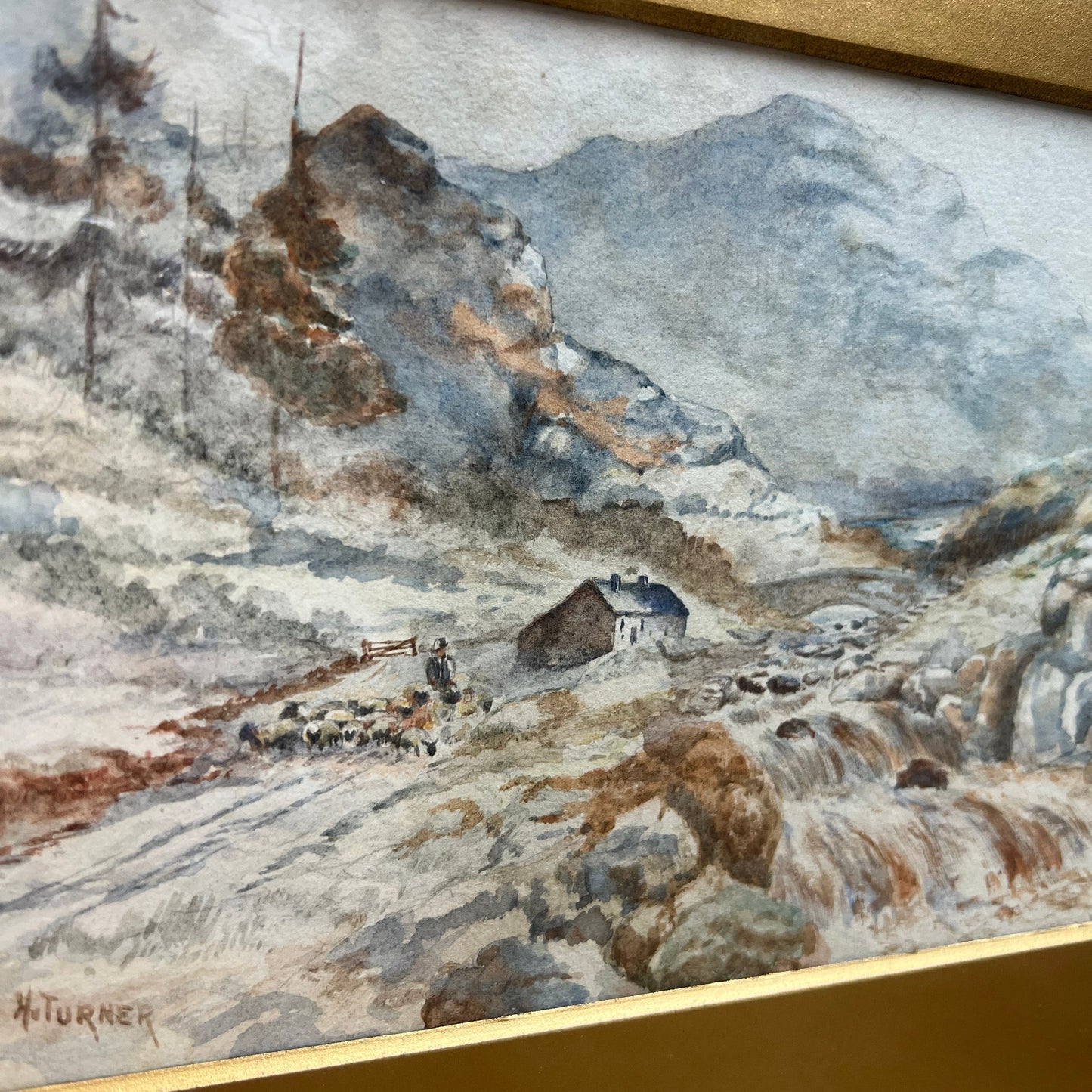 Victorian Original Watercolour Mountainous Landscape by H Turner