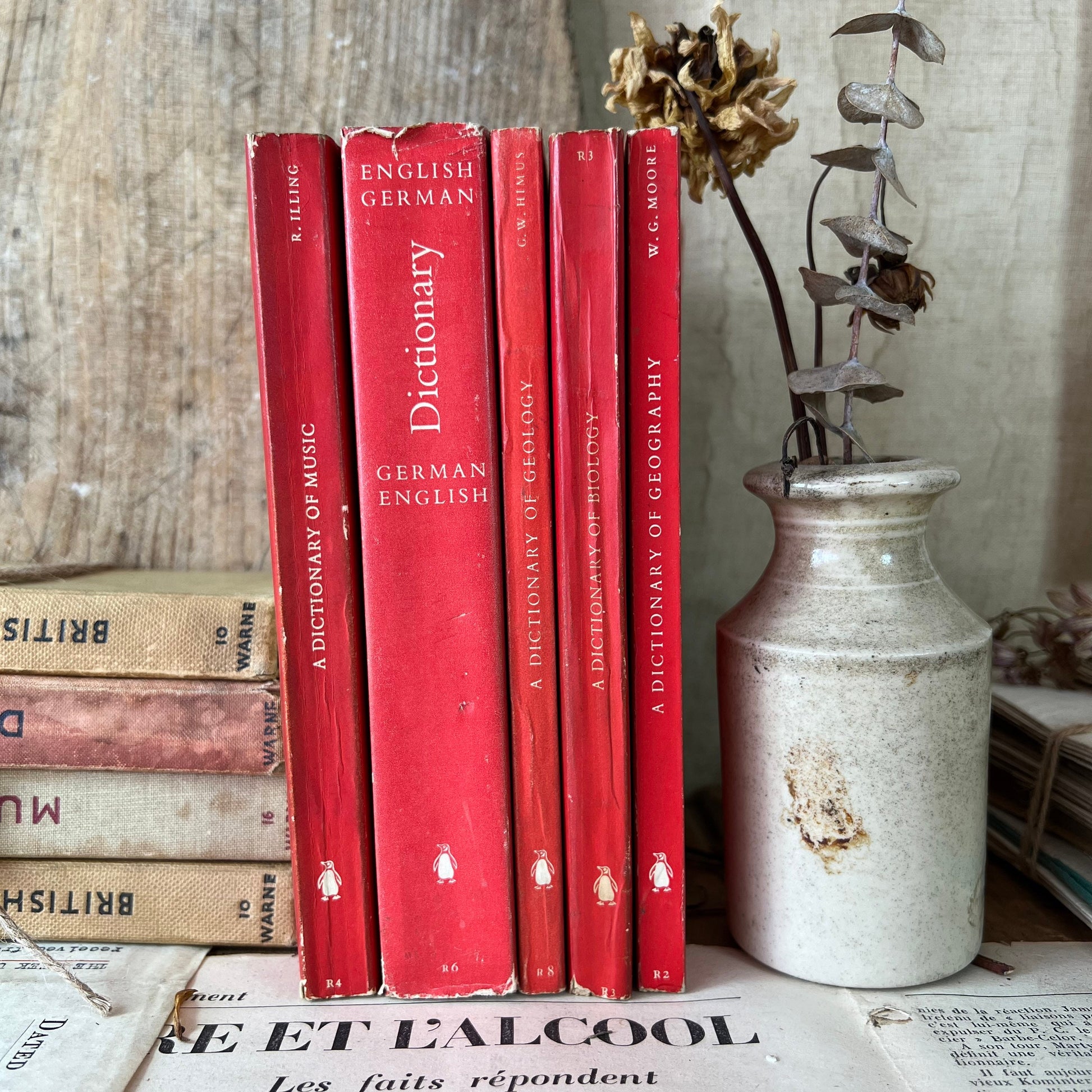 Stack of Vintage Red Penguin books