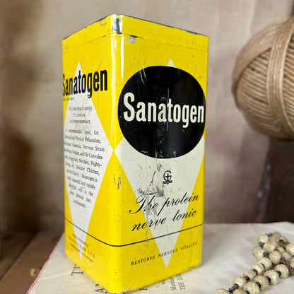 Vintage Sanatogen Tin, Planter Storage Pot