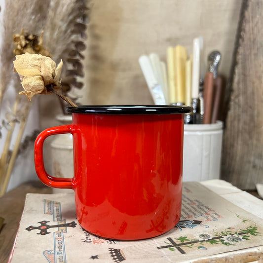 Vintage Enamel Small Red Mug