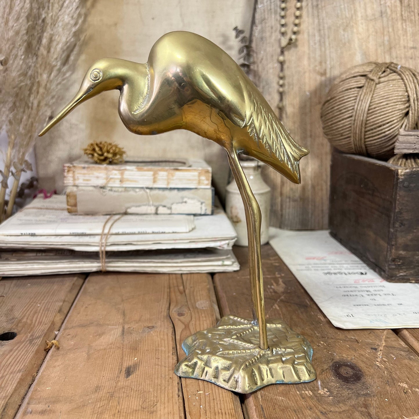 Mid Century Fabulous Brass Heron Figure