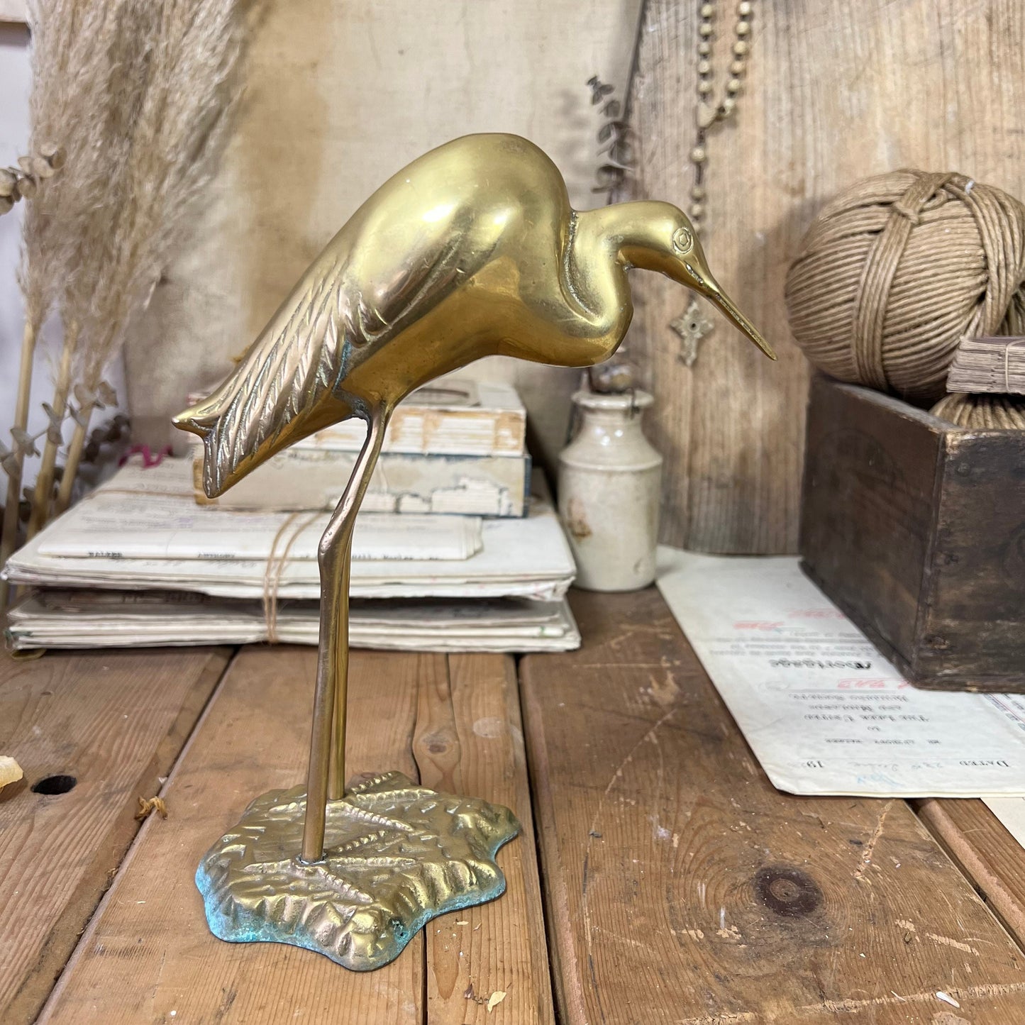 Mid Century Fabulous Brass Heron Figure