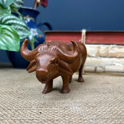 Mid Century Carved Teak Water Buffalo Figure