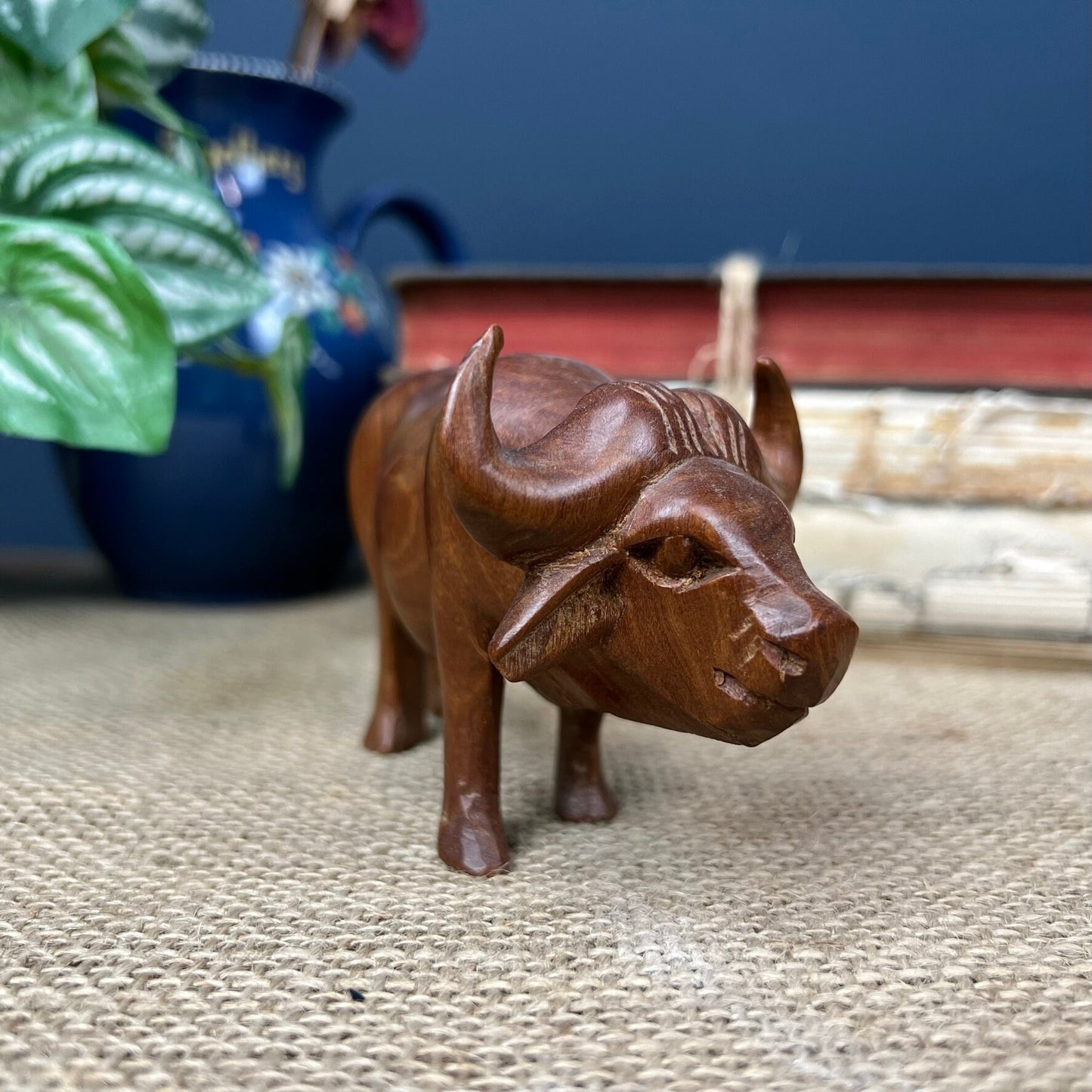 Mid Century Carved Teak Water Buffalo Figure