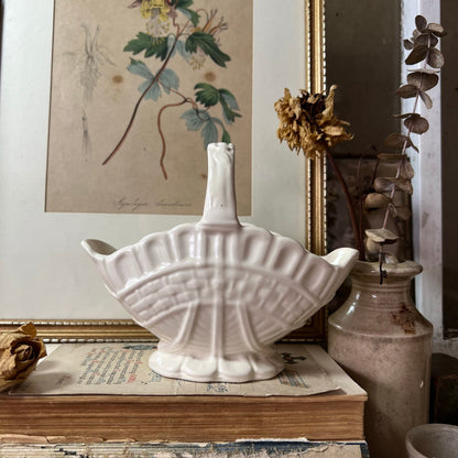 Small White Fluted Mantle Vase Basket