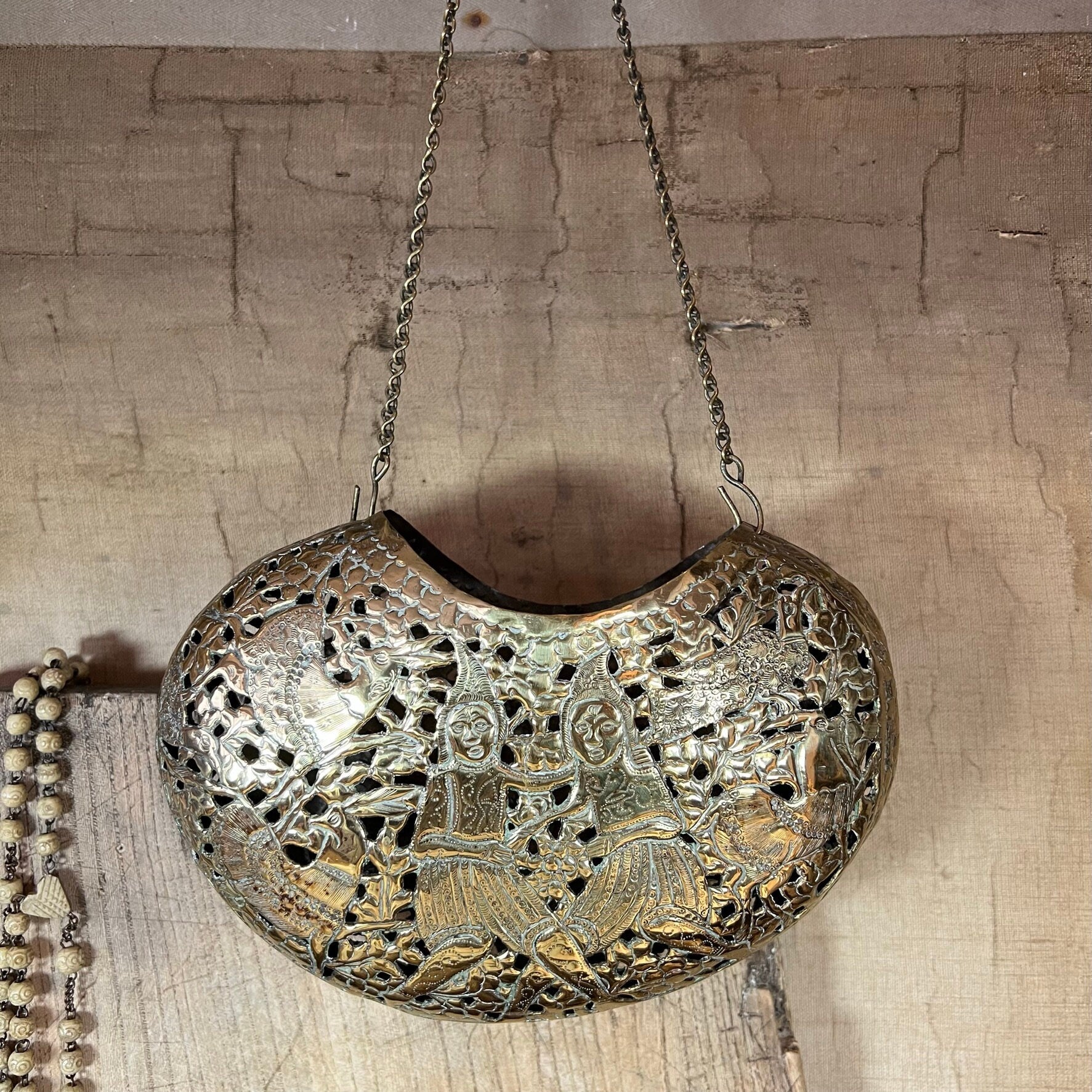 Brass Hanging Kashkul Beggars Alms Bowl