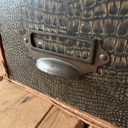 Mock Crocodile Skin Vintage Box File