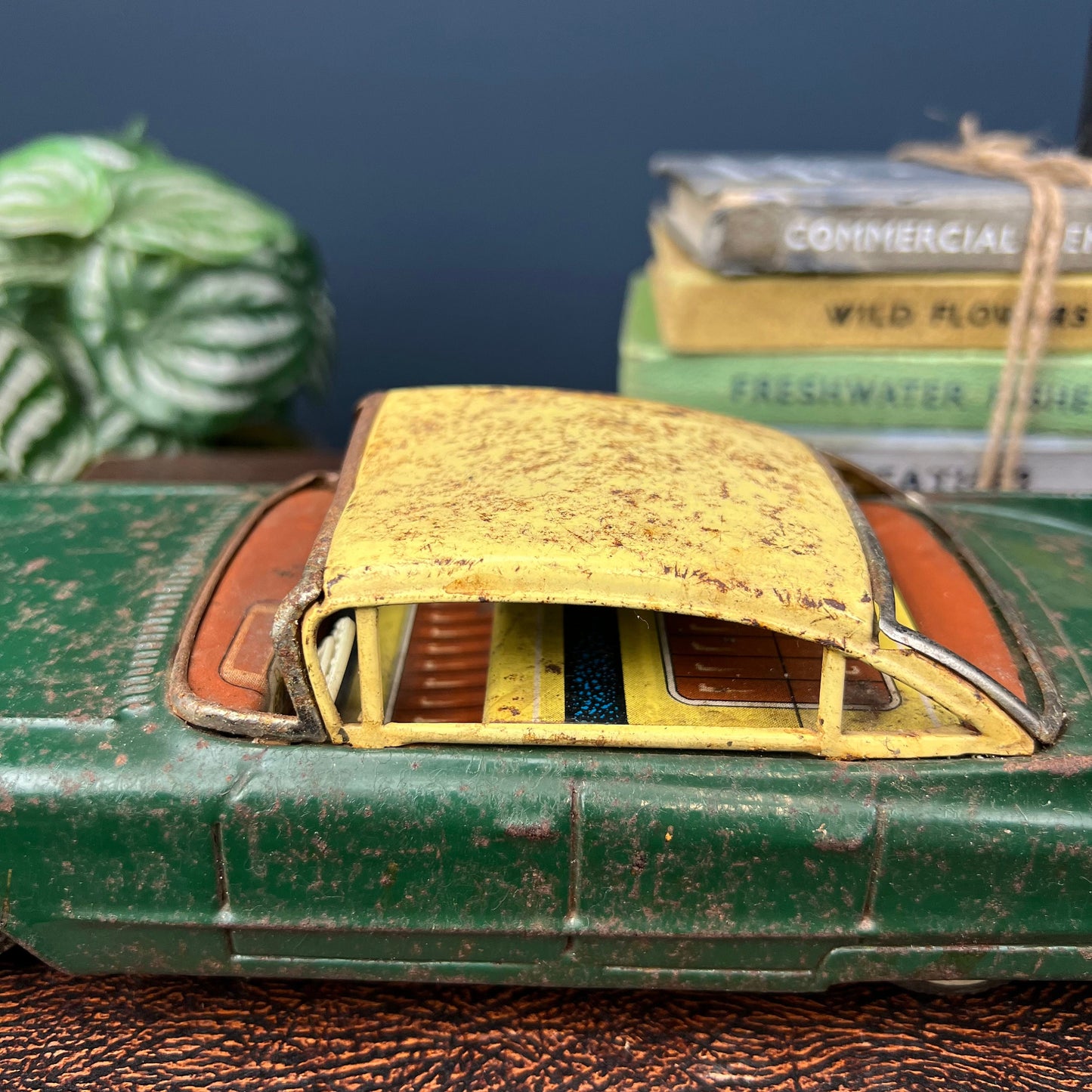 Green 1960's Japanese Plaything Wind-Up Car Cadillac