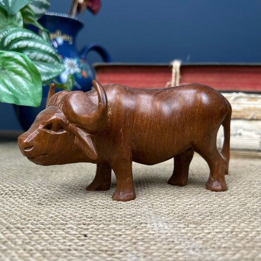 Mid Century Carved Teak Water Buffalo Figure