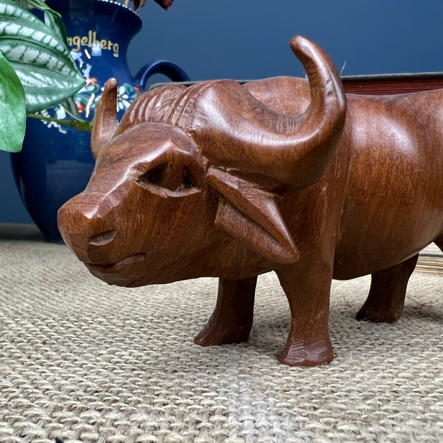 Mid Century Carved Teak Water Buffalo Figure