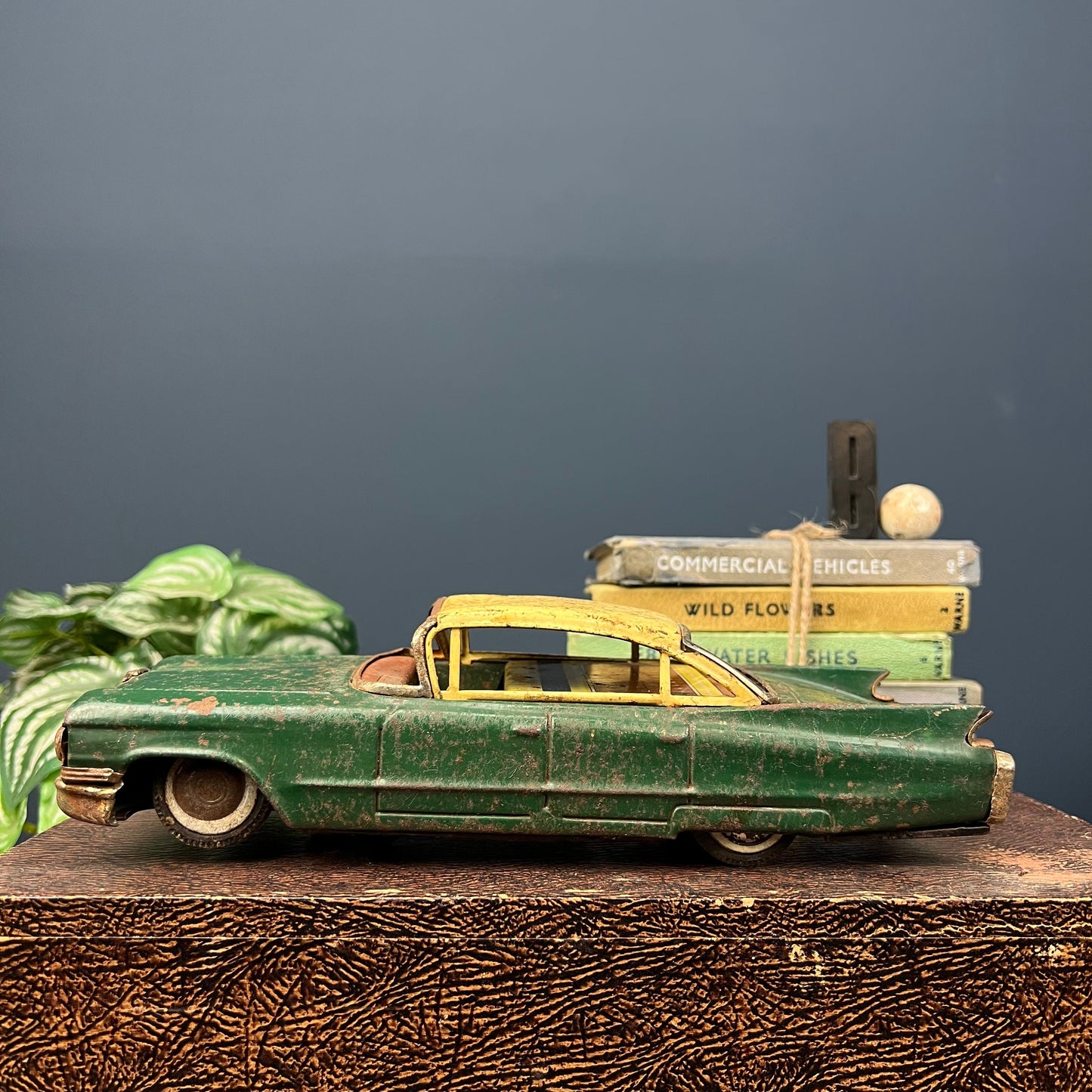 Green 1960's Japanese Plaything Wind-Up Car Cadillac