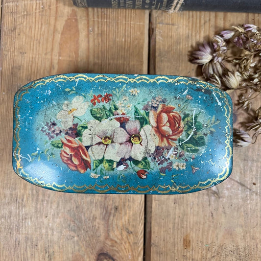 Beautiful Blue Floral Toffee, Confectionary, Biscuit Tin Keepsake