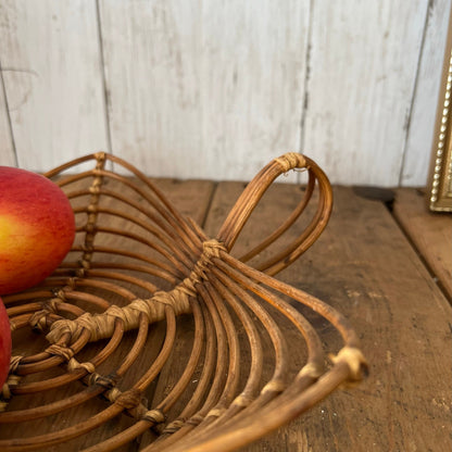 Vintage Wicker Hand Woven Leaf Shaped Table Basket Dish