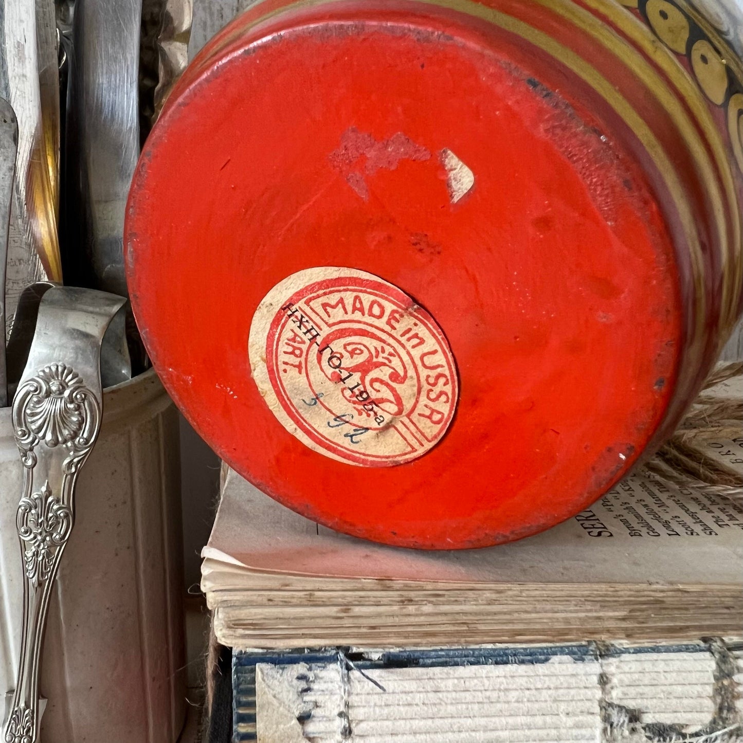 Painted Russian Folk Art Khokhloma Lidded Pot