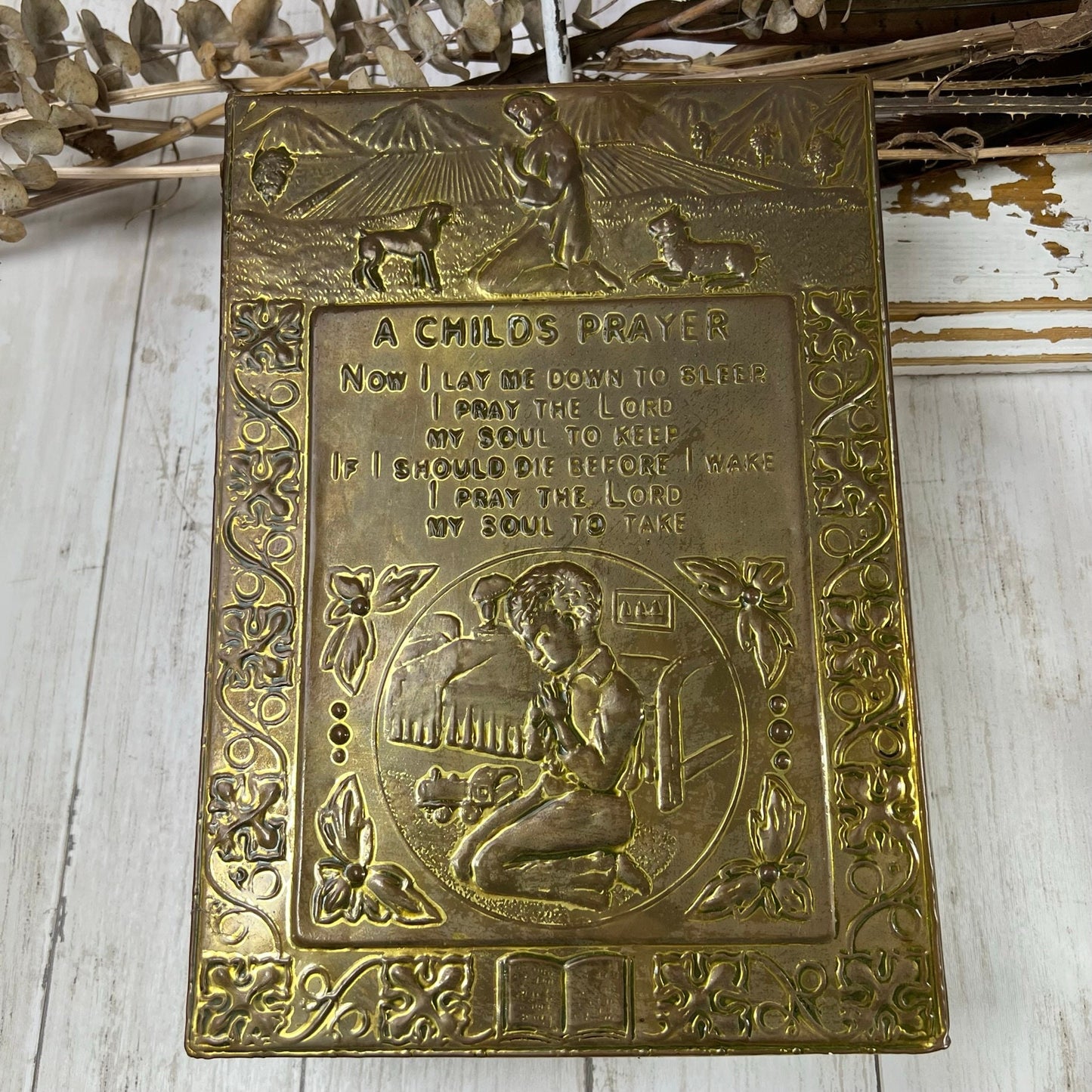 Brass Embossed 'A Childs Prayer' Hanging Picture, Wall Art