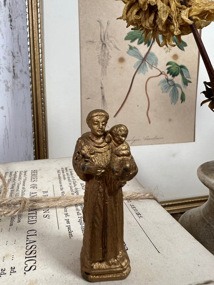 Golden Lead Bishop & Baby Standing Vintage Figure