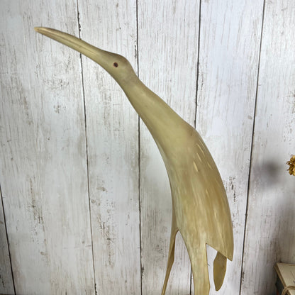 Huge Mid Century Hand Carved Bovine Bird Figure