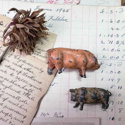 Collection of Antique Lead Farm Animals Set Four Pigs