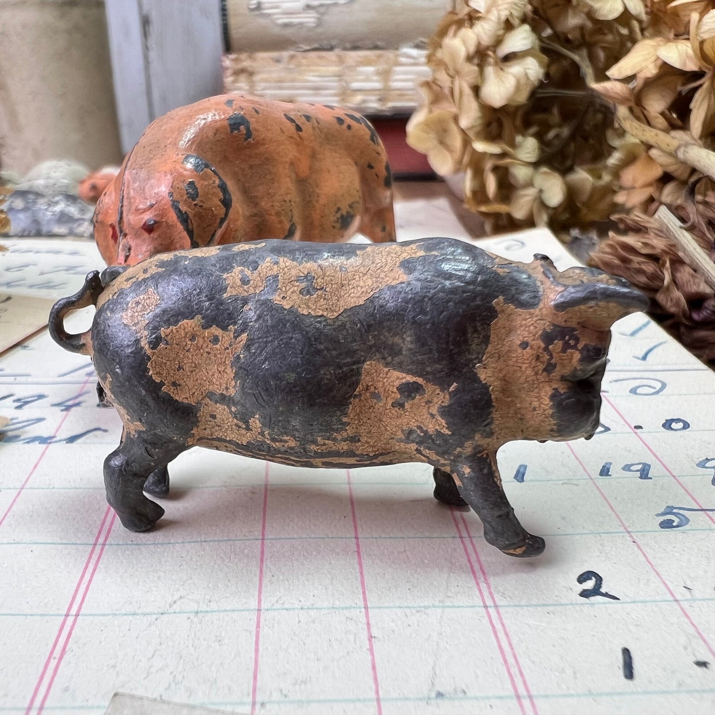 Antique Lead Farm Animals Pigs