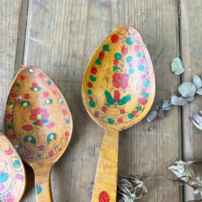 Four Painted Russian Folk Art Khokhloma Spoons