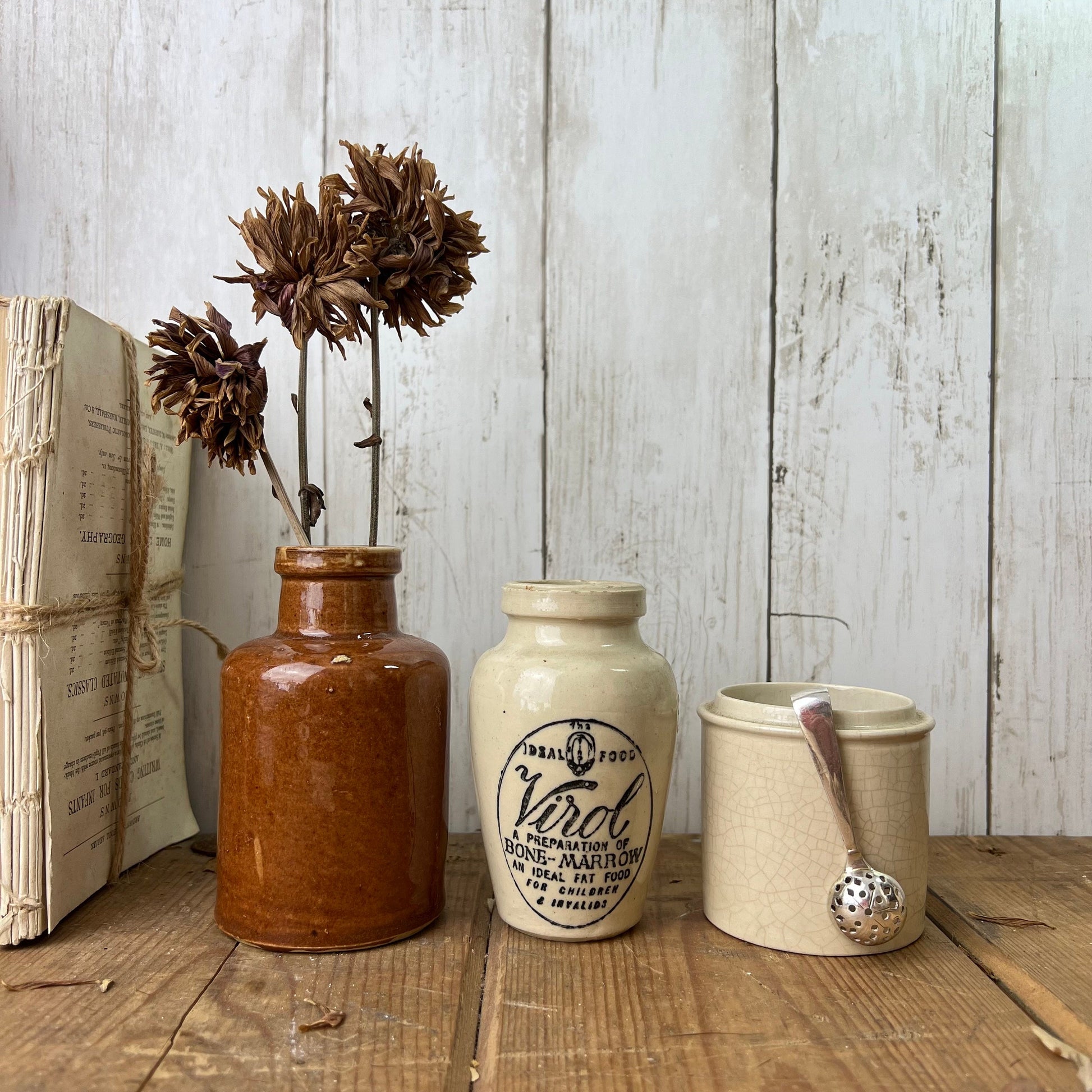 Collection of Three Stoneware Bottles Small Vases