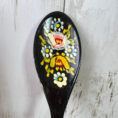 Vintage Black Barge Ware Painted Spoon