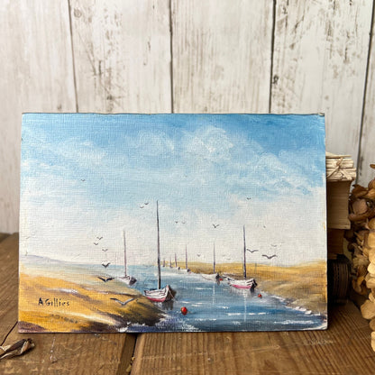 Original Watercolour on Board Beach Nautical Scene Painting by Andy Gillies