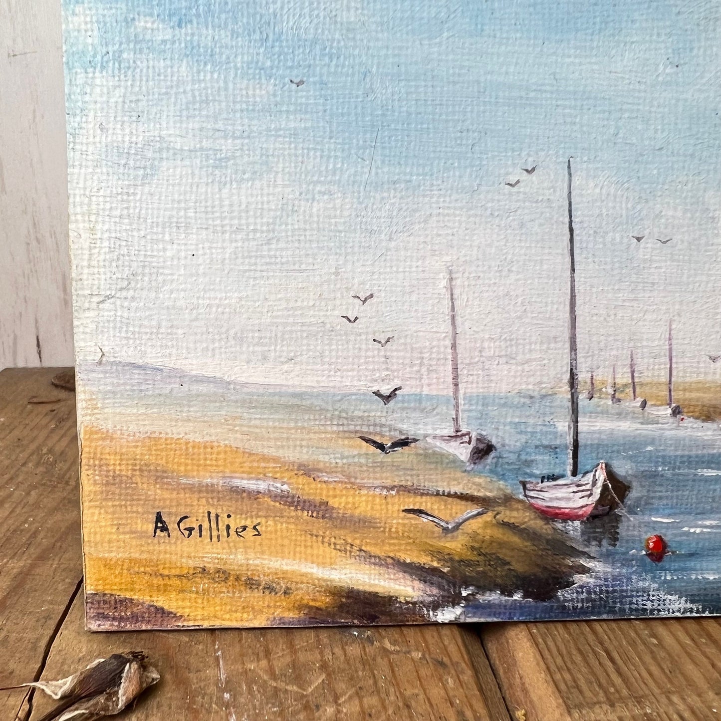 Original Watercolour on Board Beach Nautical Scene Painting by Andy Gillies