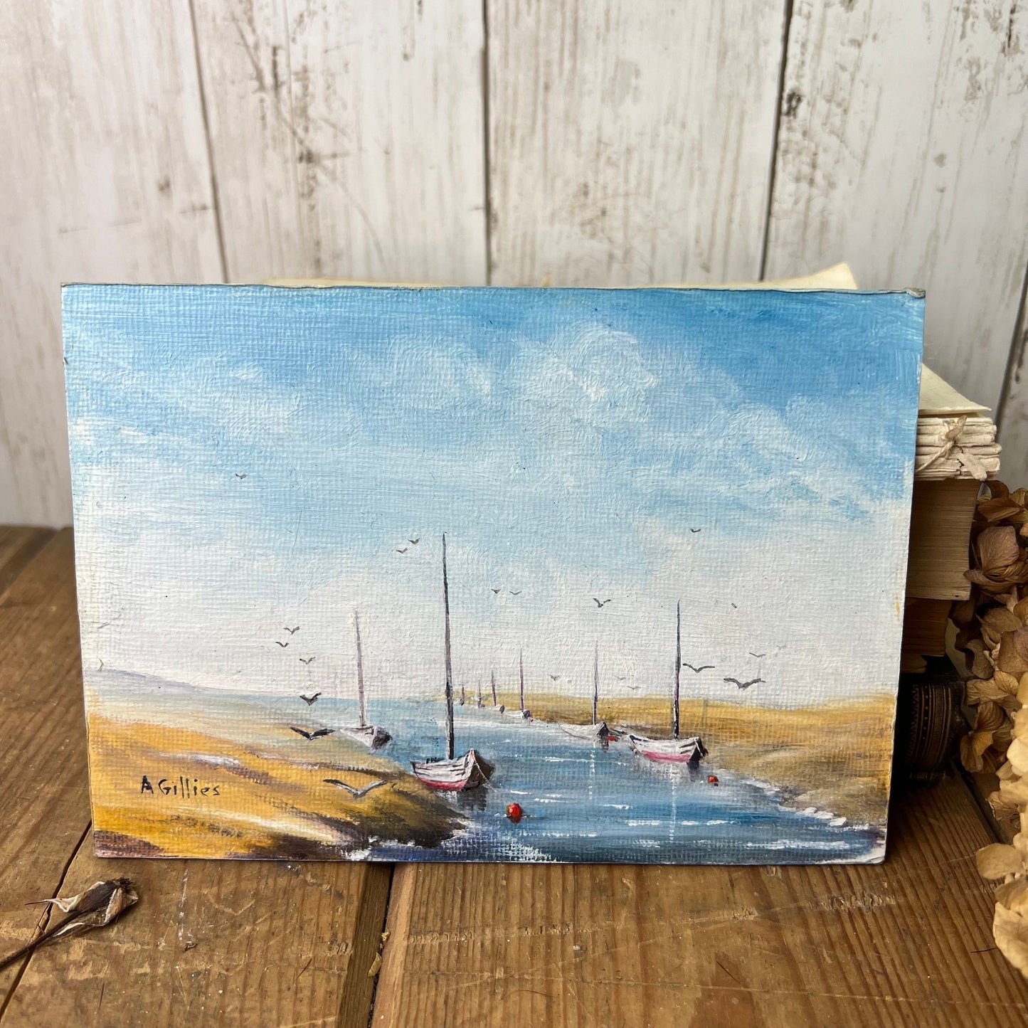 Original Watercolour on Board Beach Nautical Scene Painting by Andy Gillies