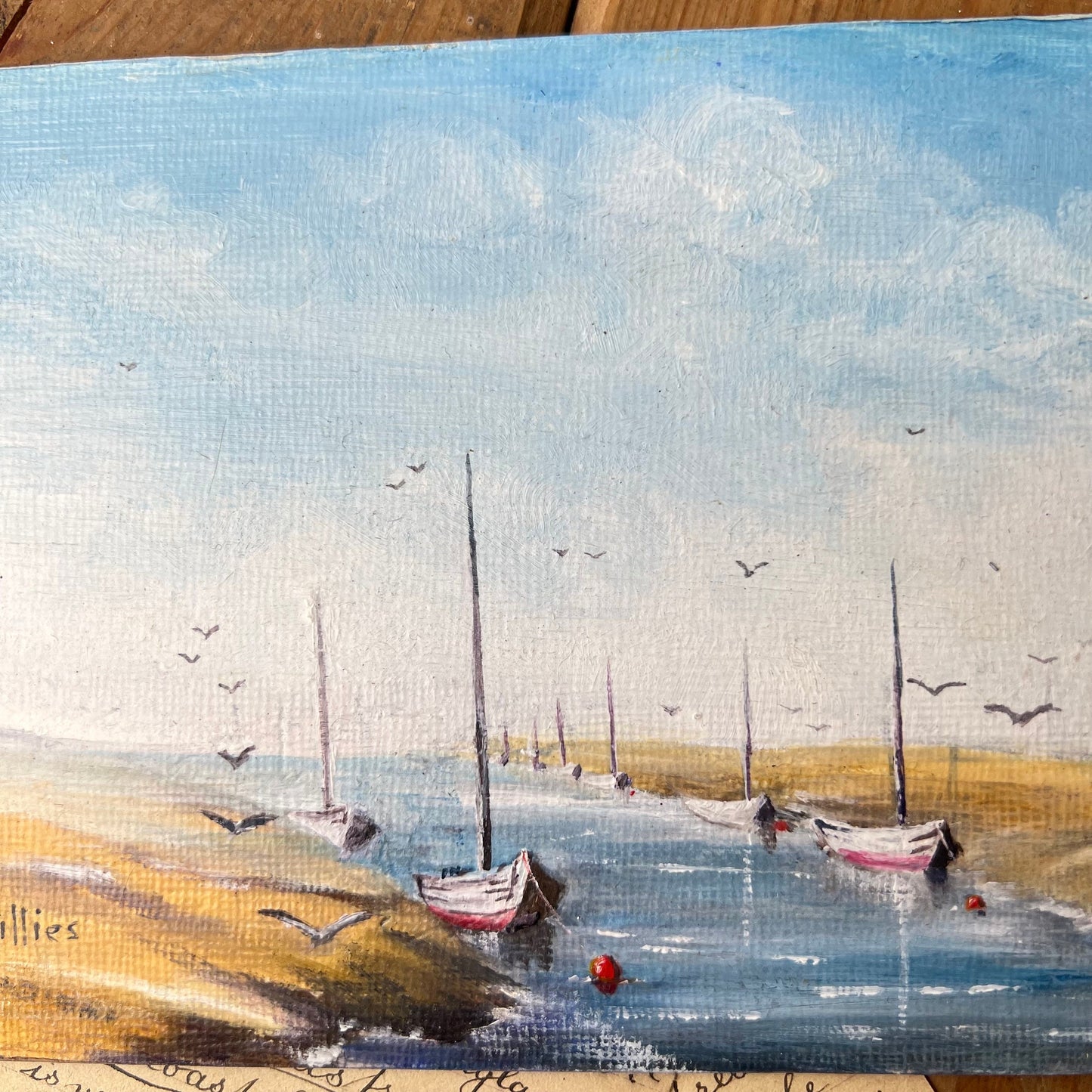 Original Watercolour on Board Beach Nautical Scene Painting by Andy Gillies