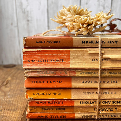 Stack of Vintage Orange Penguin books