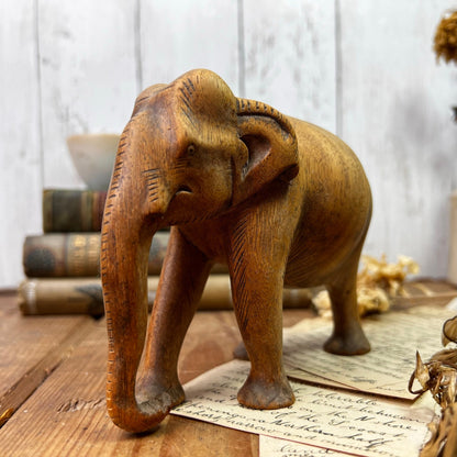 Mid Century Carved Wooden Elephant Figure* - The Blind Mole